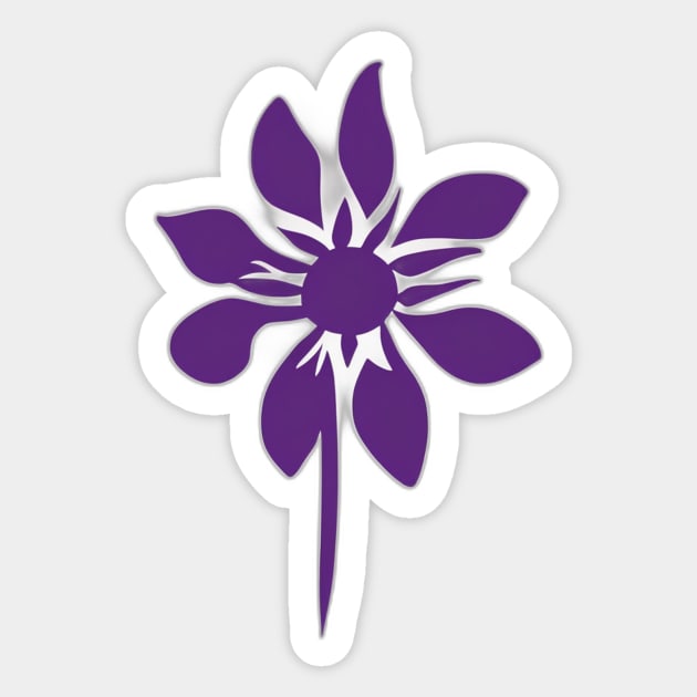 Elegant Purple Flower Graphic on Black Background No. 518 Sticker by cornelliusy